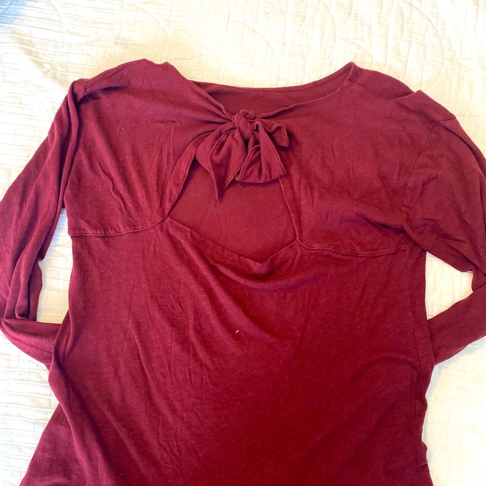 J.Cree Tops | Burgundy | Tie Back | Size: L